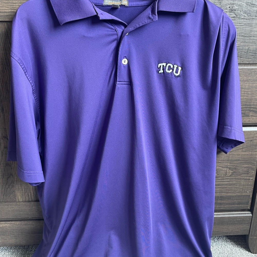 Mens TCU Peter Millar Collared Shirt